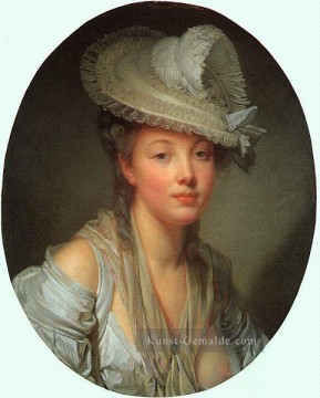  Hut Malerei - Junge Frau in einem weißen Hut Porträt Jean Baptiste Greuze